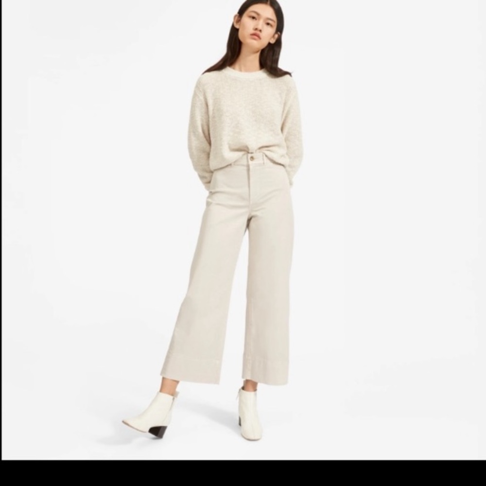 Everlane Wide Leg Cropped Pants in Light Beige